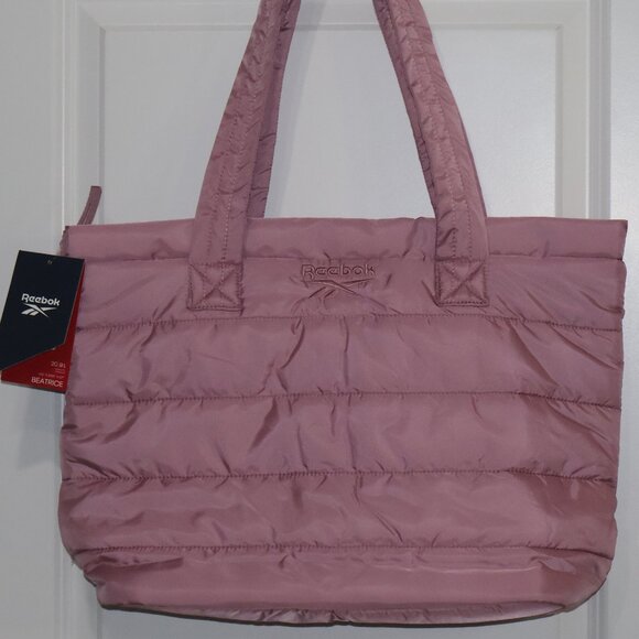 NWT Reebok Beatrice Pink Quilted Tote Bag 20.9L Lightweight Shoulder Tote - Picture 3 of 9